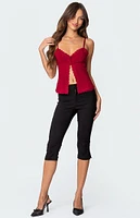 Edikted Crimson Lacey Split Front Top