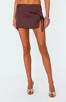 Edikted Bea Bow Ribbon Slit Satin Mini Skirt