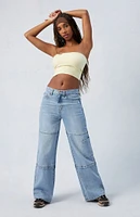 PacSun Light Indigo Grommet Dakota Mid Rise Baggy Jeans