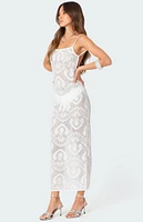 Edikted Embroidered Backless Sheer Knit Maxi Dress