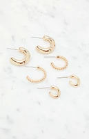 LA Hearts 3 Pack Dainty Hoop Earrings