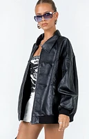 Princess Polly Goldsmith Faux Leather Bomber Jacket