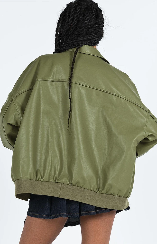 Princess Polly Goldsmith Faux Leather Bomber Jacket