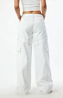 PacSun Off White Low Rise Baggy Cargo Pants