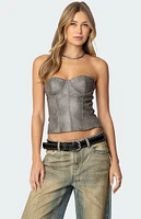 Edikted Sulivan Strapless Faux Leather Corset