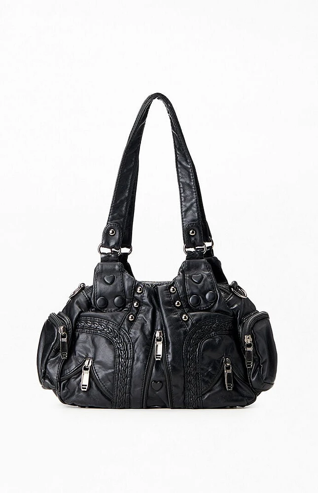 PacSun Faux Leather Studded Zip Duffle Shoulder Bag