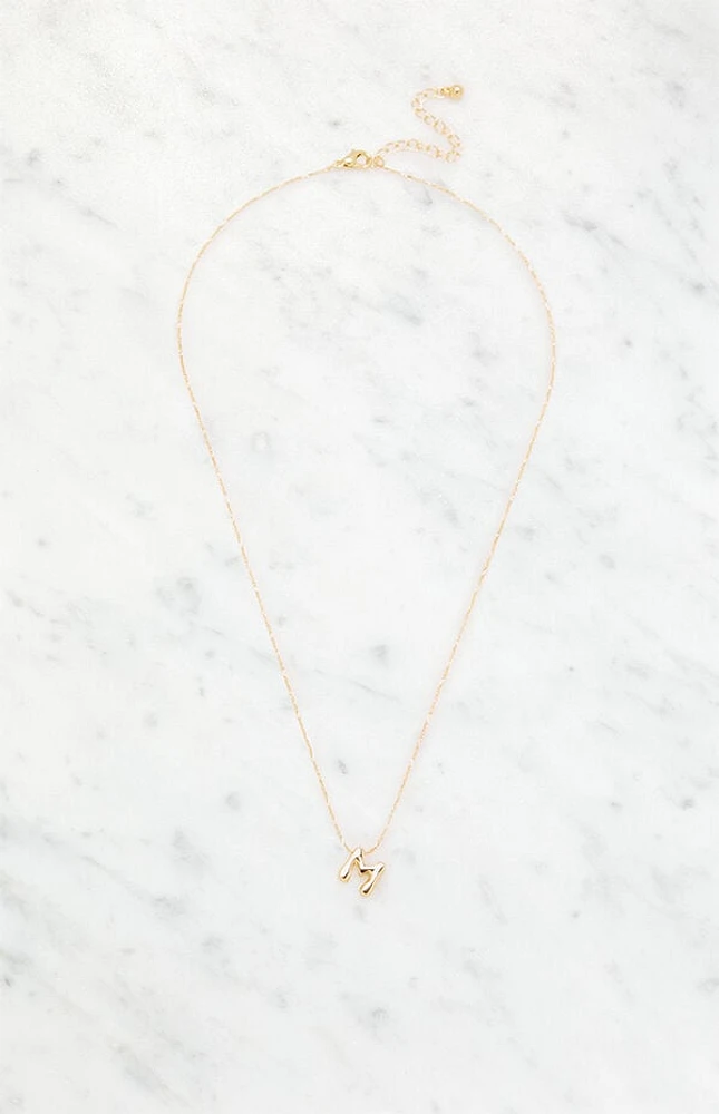 LA Hearts M Initial 14K Gold Plated Necklace