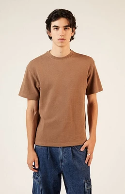 Pacsun Brown Solid Waffle Knit T-Shirt