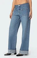 Edikted Madi Cuffed Low Rise Jeans