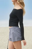 John Galt Black Mayson Off-The-Shoulder Long Sleeve Top