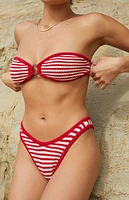 Pacsun Red Striped Marigold Crochet Bandeau Bikini Top