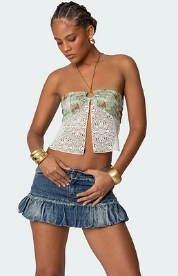 Edikted Kloe Backless Crochet Split Front Top