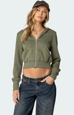 Edikted Distressed Stitch Cropped Hoodie