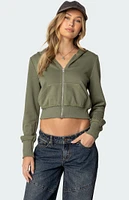 Edikted Distressed Stitch Cropped Hoodie