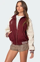 Edikted Varsity Oversized Bomber Jacket