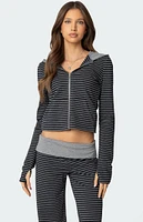 Edikted Meggy Striped Zip Up Hoodie