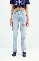 Pacsun Light Indigo Ripped Dad Jeans