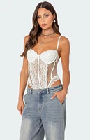 Edikted Cabaret Lacey Sheer Mesh Bodysuit