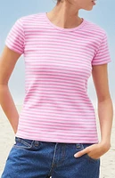 John Galt Pink Striped Hailie T-Shirt