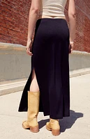 John Galt Black Slit Maxi Skirt