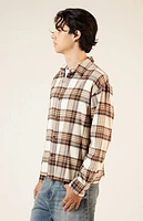 Pacsun Cream Washed Cropped Flannel Shirt