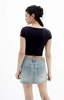 Pacsun Medium Indigo Mid Rise Denim Mini Skirt