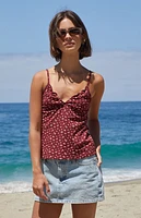 John Galt Burgundy Floral Skylar Tank Top