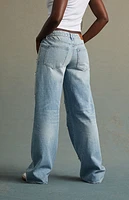 RARE DNM EDIT Light Indigo Pearl & Rhinestone Low Rise Baggy Jeans