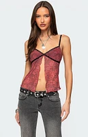 Edikted Printed Mesh Split Front Top