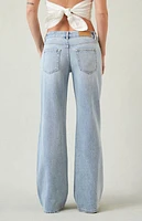 Pacsun Casey Ripped Knee Low Rise Baggy Jeans Light Indigo