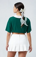 Pacsun Eco White Pleated Low Rise Denim Mini Skirt