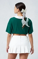 PacSun Eco White Pleated Low Rise Denim Mini Skirt
