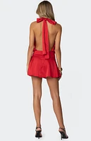 Edikted Scarf Halter Open Back Mini Dress