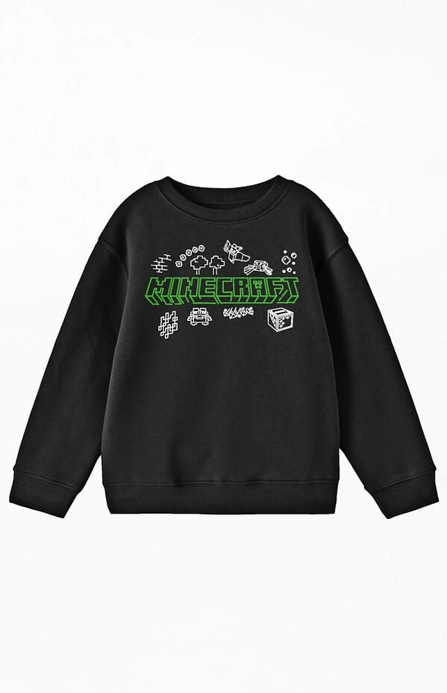 Kids Minecraft Doodle Logo Crew Neck Sweatshirt