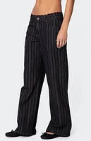Edikted Lace Trim Striped Low Rise Jeans