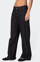 Edikted Lace Trim Striped Low Rise Jeans