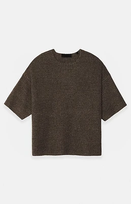 Fear of God Essentials Brown Heavy Waffle Knit Short Sleeve Sweater