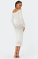 Edikted Lily Crochet Off Shoulder Midi Dress