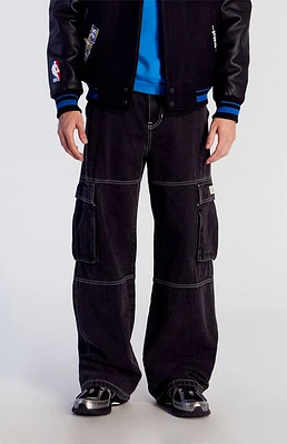 PacSun Black Contrast Stitch Extreme Baggy Cargo Jeans