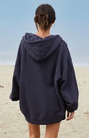 John Galt Dark Blue Christy Full Zip Oversized Hoodie