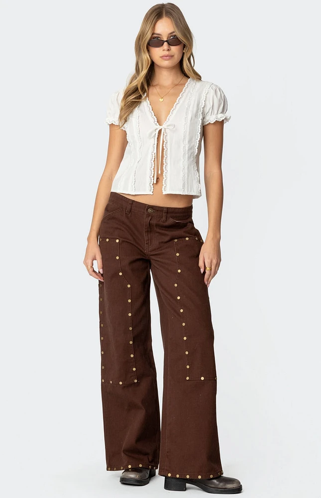 Edikted Studded Low Rise Carpenter Jeans