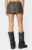 Edikted Bar Washed Faux Leather Mini Skort