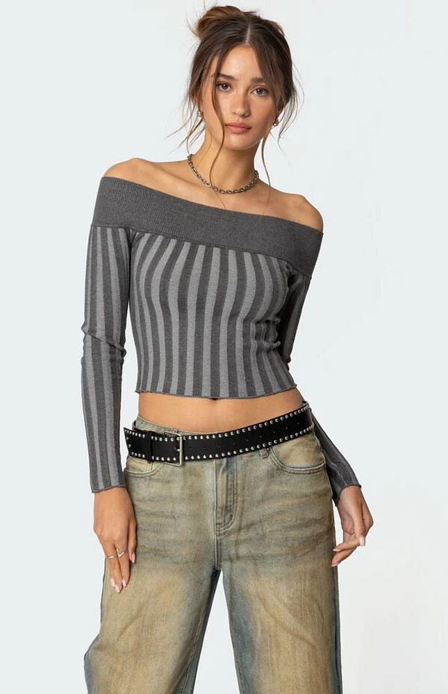 Edikted Daren Off Shoulder Knit Top
