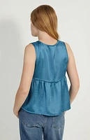 Pacsun Kids Slate Blue Satin Button Front Tank Top