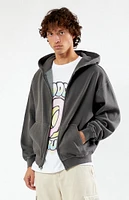 PacSun Black Vintage Washed Full Zip Hoodie