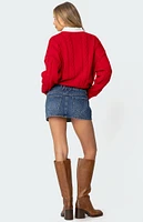 Edikted Embroidered Pocket Denim Mini Skirt