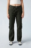 Army Green Mid Rise Vintage Bootcut Pants