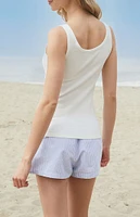 John Galt White Beyonca Buttoned Tank Top