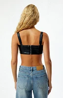 WEWOREWHAT Faux Leather Buckle Bandeau Top