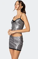 Edikted Revel Lace Trim Sequin Tank Top
